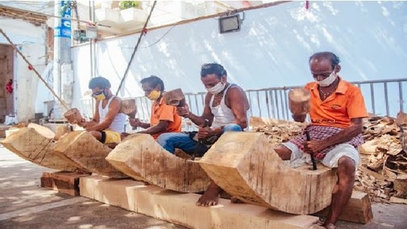 Puri Rathyatra: रथ निर्माण कार्य जोरों पर, पहियों का निर्माण पूरा, धुरी निर्माण शुरू