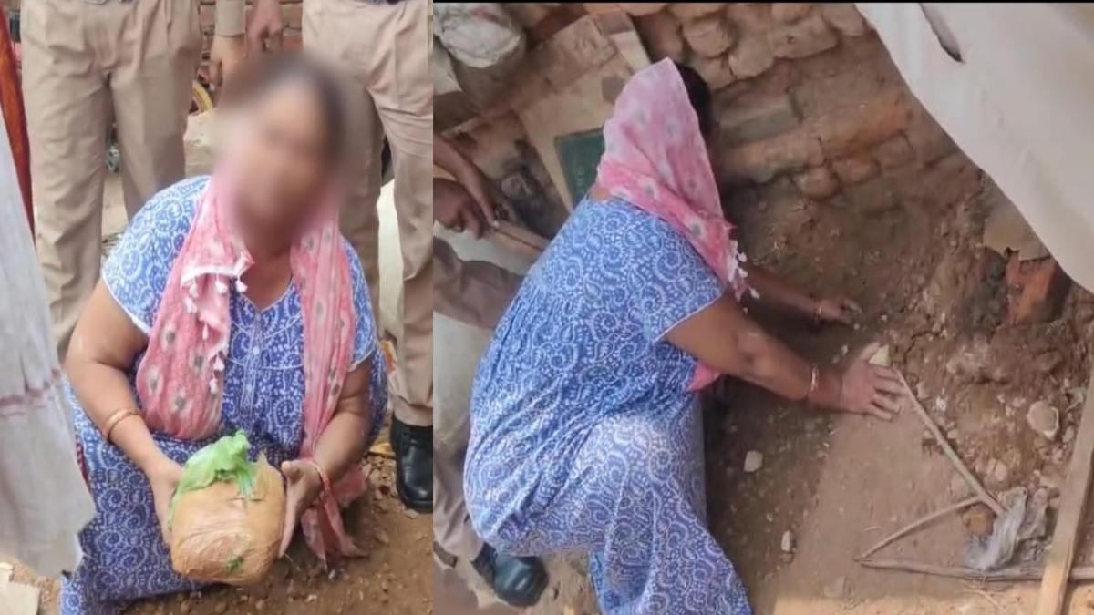 नशे के कारोबार में महिलाओं की एंट्री: महिला तस्कर चढ़ी पुलिस के हत्थे, जमीन में गड्ढा खोदकर छिपाया था गांजा