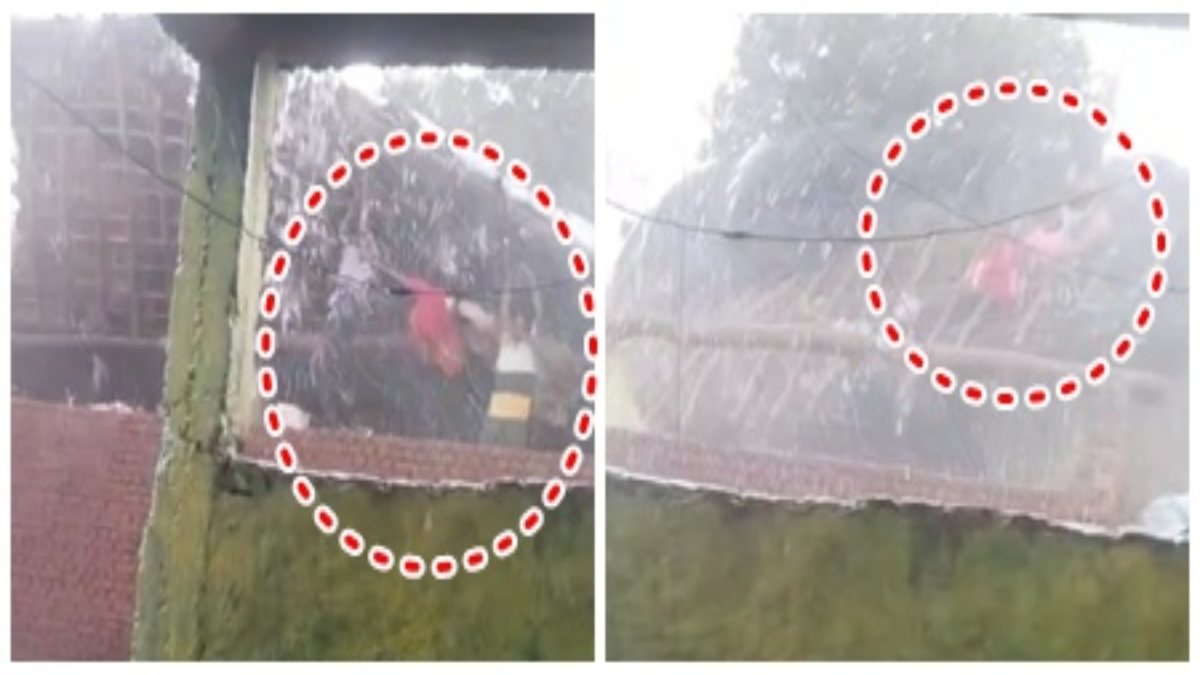 आंधी-तूफान का दिखा रौद्र रूप, छप्पर के साथ हवा में उड़ गए दो बच्चे, Video देख रह जाएंगे हैरान
