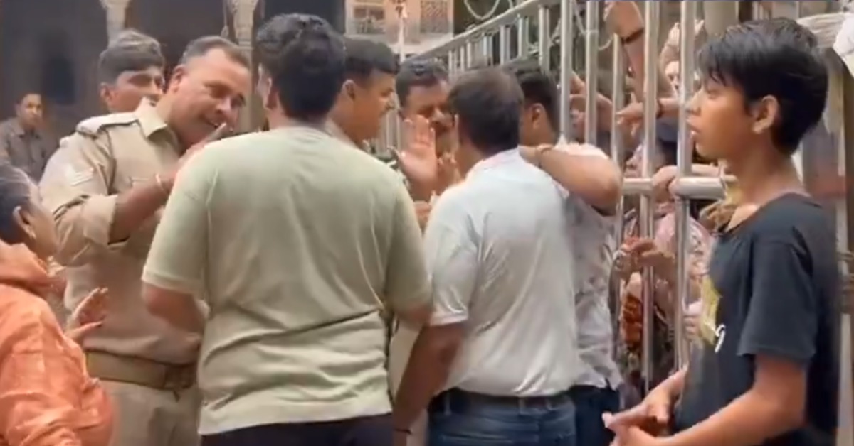 बांके बिहारी मंदिर में श्रद्धालु और पुलिसकर्मी में झड़प, घटना का VIDEO सोशल मीडिया में VIRAL, मंदिर प्रबंधन ने कही ये बात