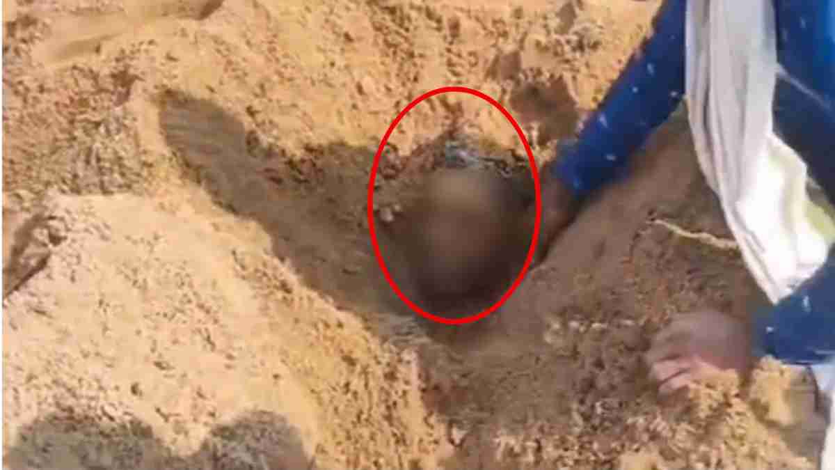 सिंगरौली के क्रेशर प्लांट में मिली लाश: दो थानों की पुलिस पहुंची, ग्रामीणों का आरोप- हत्या कर रेत के टीले में दबा दिया शव