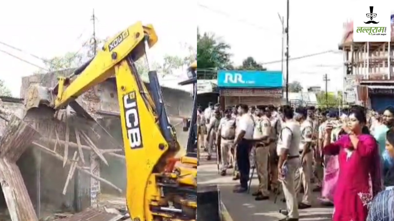 Bulldozer Action : अवैध अतिक्रमण के खिलाफ नगर पालिका का एक्शन, दर्जनों दुकानों और घरों पर चला बुलडोजर, भारी संख्या में पुलिस बल मौजूद