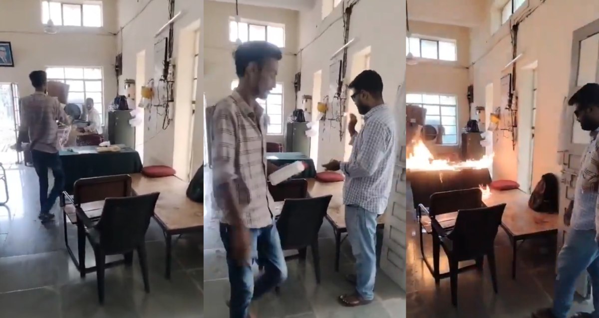 VIDEO: बार-बार कट रही थी बिजली, गुस्साए युवकों ने पावर सब स्टेशन में घुसकर ऑफिस में लगा दी आग, घटना का वीडियो वायरल