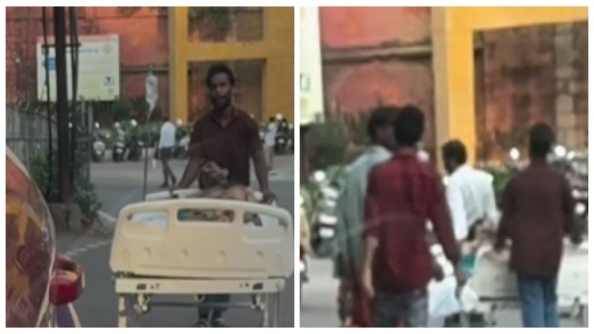 अस्पताल बना मजाक: भोपाल में मरीज को परिजन खुद बेड पर धकेलते दिखे,स्वास्थ्य सेवाओं पर उठे सवाल 