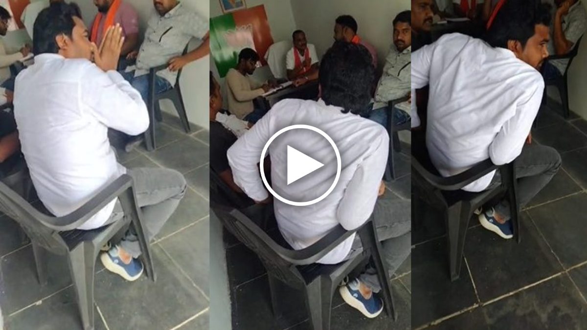 VIDEO : शिक्षक ने भाजपाइयों को दी गाली, पकड़े जाने पर हाथ जोड़कर मांगी माफी, कहा- पीए खाए में हो जाथे, मोला माफ कर देवा…