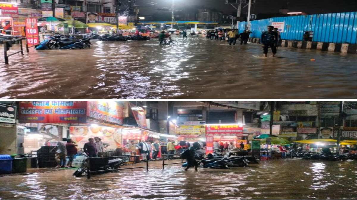 तेज बारिश से रेलवे प्लेटफॉर्म हुआ जलमग्न: मेट्रो कार्य के चलते सड़कों पर भरा पानी, नाली सफाई की खुली पोल