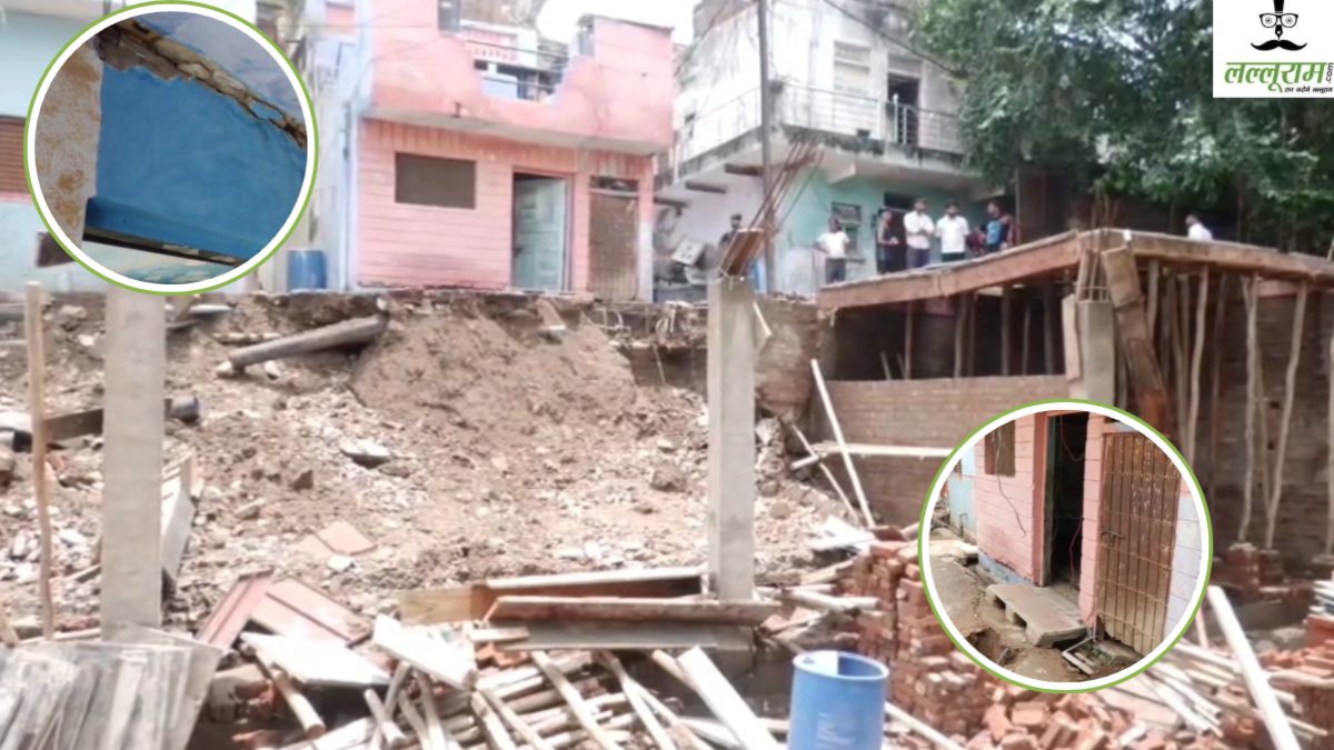 अवैध तरीके से बन रहे निर्माणाधीन मकान की दीवार ढही: आसपास के 2 मकानो में भी आई दरारें, खाली कराया गया घर  