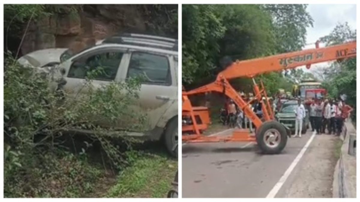 सीमेंट से भरे ट्राले ने कार को मारी टक्कर, हादसे में पांच घायल, सड़क के दोनों ओर लगा लंबा जाम  