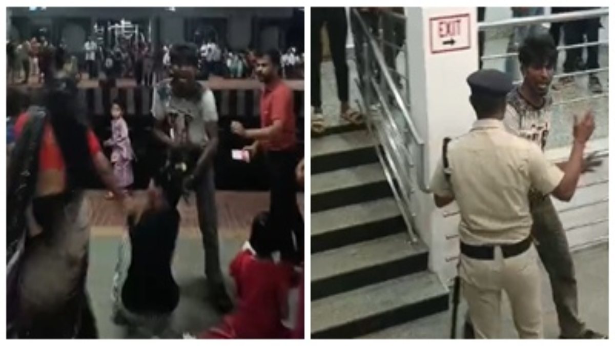 रेलवे स्टेशन पर हाईवोल्टेज ड्रामा: घर से भागी पत्नी को देख बौखलाया पति, बाल पकड़कर जमीन पर पटका, बीच बचाव करने आई पुलिस से की बहस, Video वायरल  