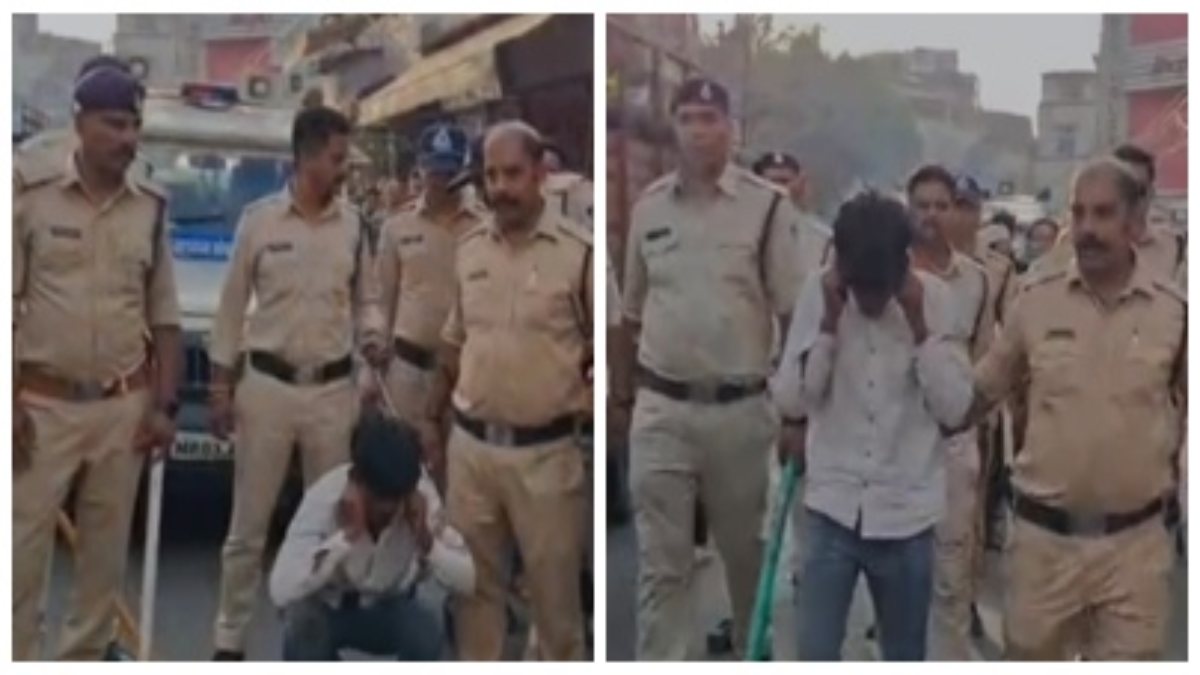 उज्जैन में हत्या के आरोपी का पुलिस ने निकाला जुलूस: कान पकड़कर लगवाई उठक-बैठक, चाकू से हमला कर युवक को उतारा था मौत के घाट 