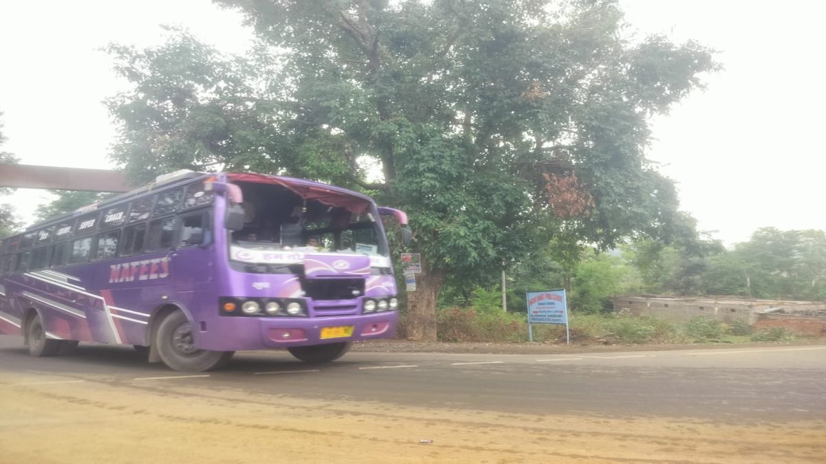 बड़ा हादसा टला: ट्रेलर को बचाने की कोशिश में पेड़ से टकराई बस, ड्राइवर की सूझबूझ से बाल- बाल बचे यात्री