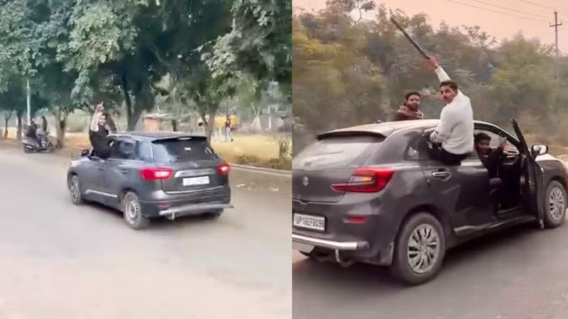 ग्रेटर नोएडा: BJP झंडे वाली कार में खतरनाक स्टंट, सड़क पर मची दहशत, पुलिस ने शुरू की जांच