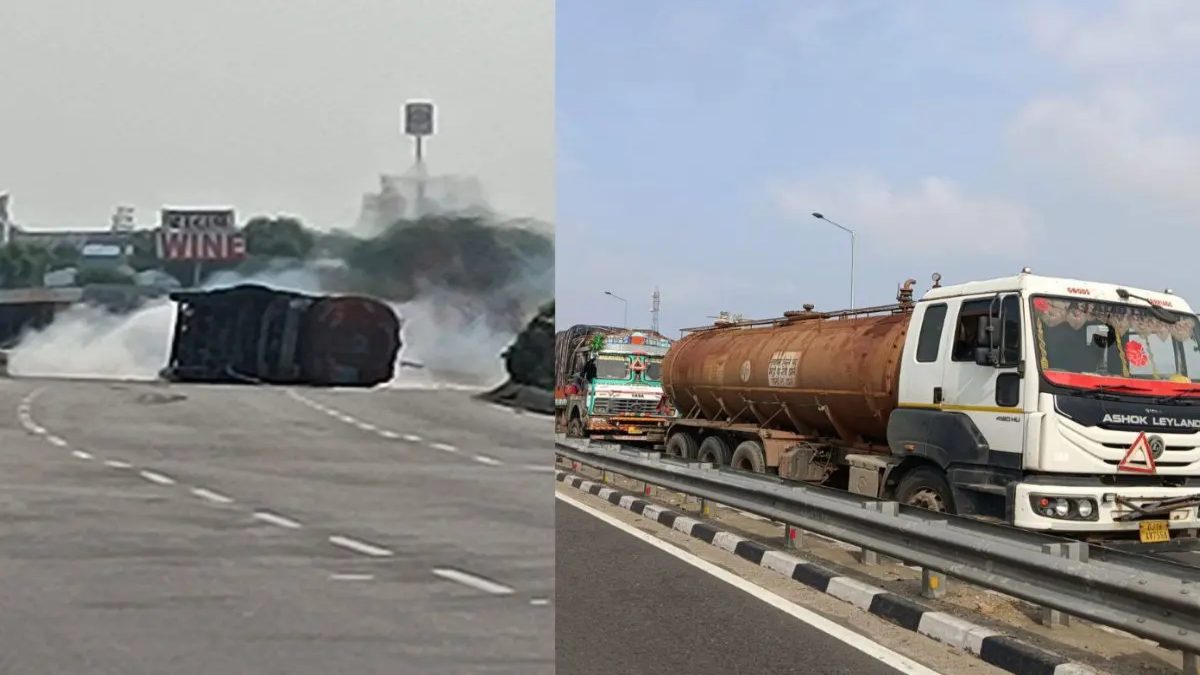 Rajasthan News: जयपुर-अजमेर हाईवे पर पलटा केमिकल से भरा टैंकर, धमाके के बाद लगी आग, चालक की मौत