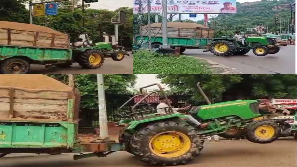 ओवरलोडिंग और स्टंटबाजी: रेत से भरी ट्रैक्टर ट्रॉली का जानलेवा स्टंट, आधा किमी तक आगे के टायरों को उठाकर चलाया