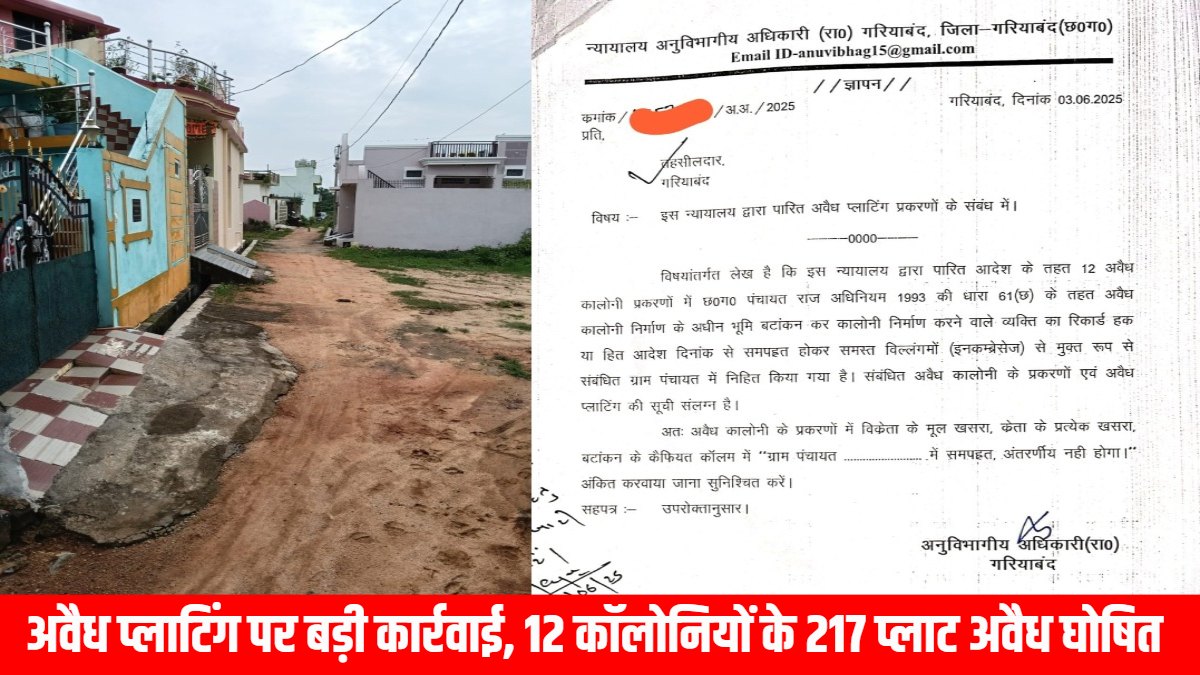 अवैध प्लाटिंग पर बड़ी कार्रवाई: 12 कॉलोनियों के 217 प्लाट अवैध घोषित, अब पंचायतों को मिली करोड़ों की जमीन