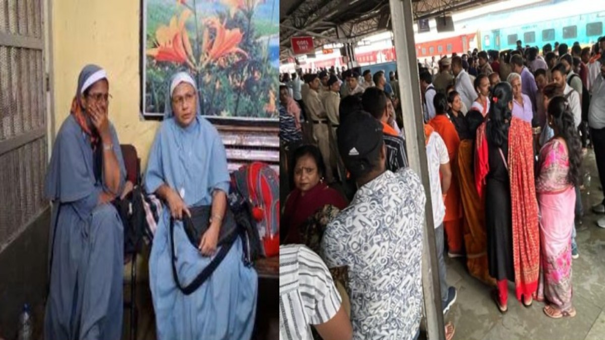 दुर्ग रेलवे स्टेशन पर मानव तस्करी और धर्मांतरण के आरोप में हंगामा, दो नन और एक युवक के खिलाफ FIR दर्ज