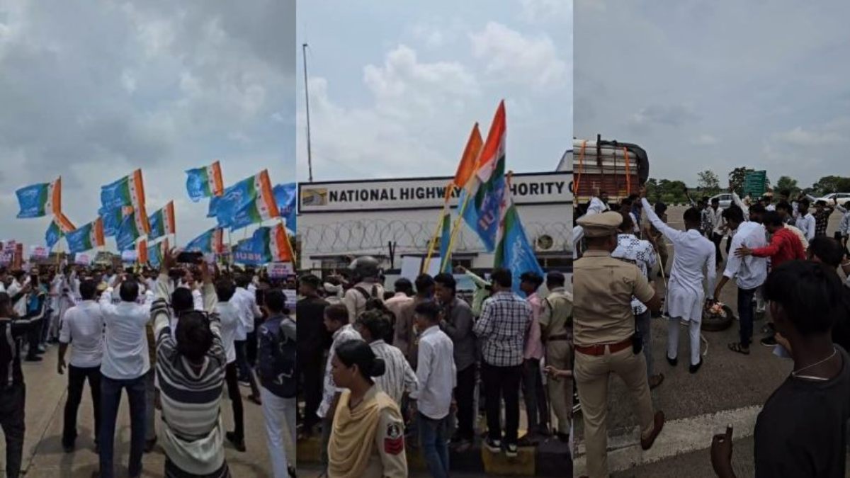 CG News : NSUI ने टोल प्लाजा पर किया जमकर प्रदर्शन, छात्र हित और स्थानीय रोजगार को लेकर दिया धरना
