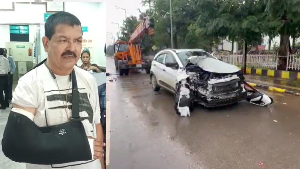 CG Accident : DEO की कार और हाइड्रा क्रेन के बीच जोरदार भिड़ंत, हाथ में हुआ फ्रैक्चर, पत्नी सुरक्षित