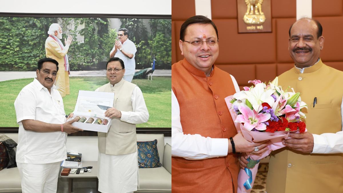 CM धामी ने लोकसभा अध्यक्ष ओम बिड़ला और केंद्रीय मंत्री सीआर पाटिल से की मुलाकात