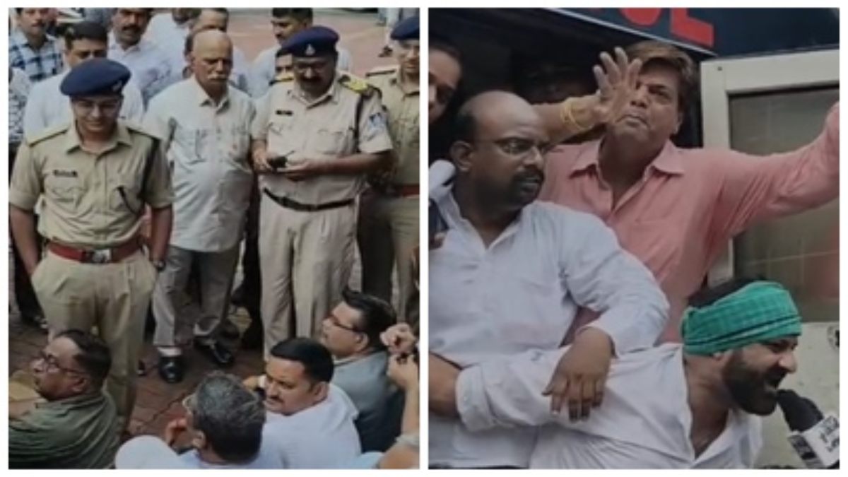 जीतू पटवारी के खिलाफ हुई FIR के विरोध में कांग्रेस का जंगी प्रदर्शन, ज्ञापन लेकर पहुंचे कांग्रेसियों को पुलिस ने किया गिरफ्तार, कार्यकर्ताओं और पुलिस के बीच हुई झड़प