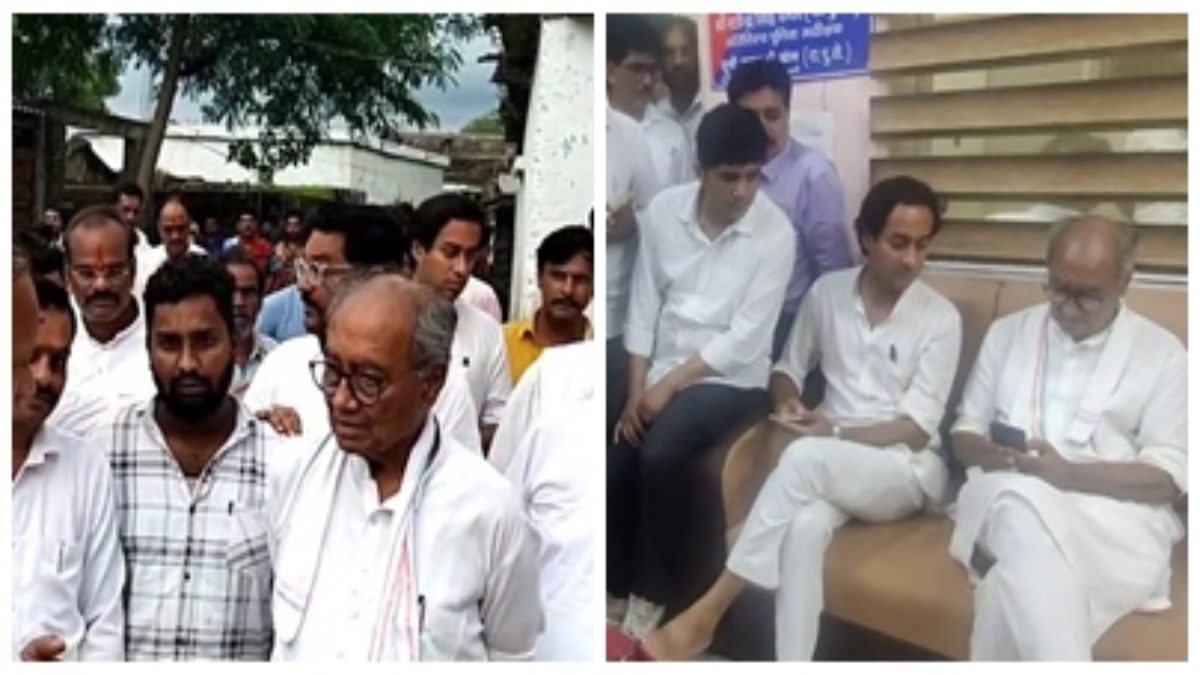 युवक को मल खिलाने का मामला: पूर्व CM दिग्विजय सिंह पहुंचे पीड़ित के गांव, घर पर नहीं मिला परिवार, गुमशुदगी की शिकायत दर्ज कराने थाने का किया रुख