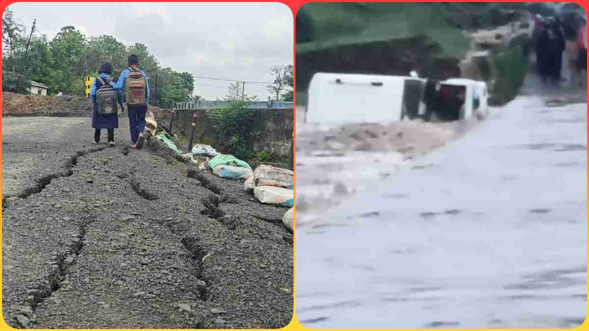MP में बारिश का कहर: शहडोल में पुल बहा, आफत में स्कूली बच्चों की जान, बैतूल में कार बहने का LIVE VIDEO