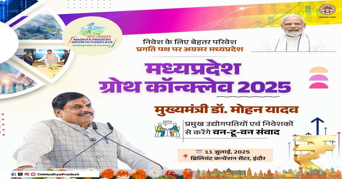 मध्यप्रदेश ग्रोथ कॉन्क्लेव 2025: इंदौर में सीएम डॉ मोहन ‘सिटीज ऑफ टुमॉरो’ का करेंगे शुभारंभ, रियल एस्टेट निवेशकों से करेंगे संवाद