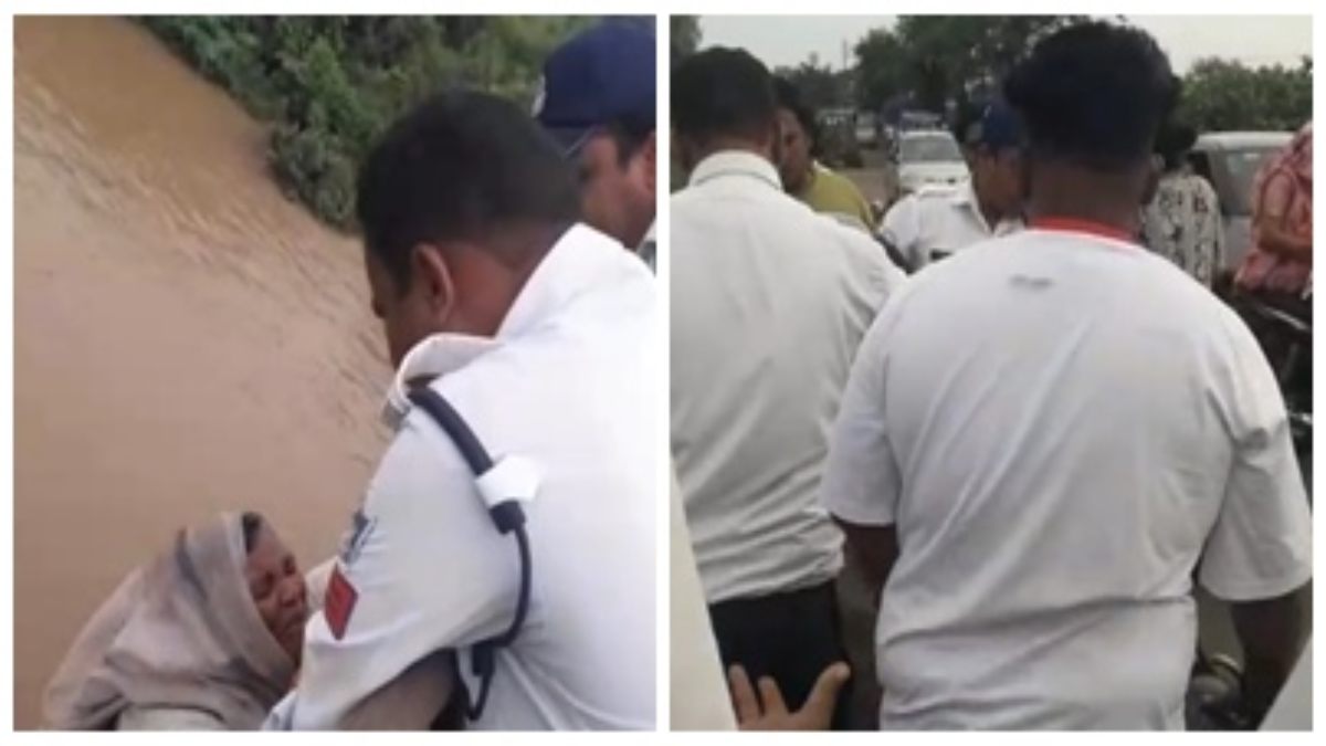 पति से झगड़े के बाद सुसाइड की कोशिश, उफनती नदी में कूद रही महिला की ट्रैफिक पुलिस ने ऐसे बचाई जान 