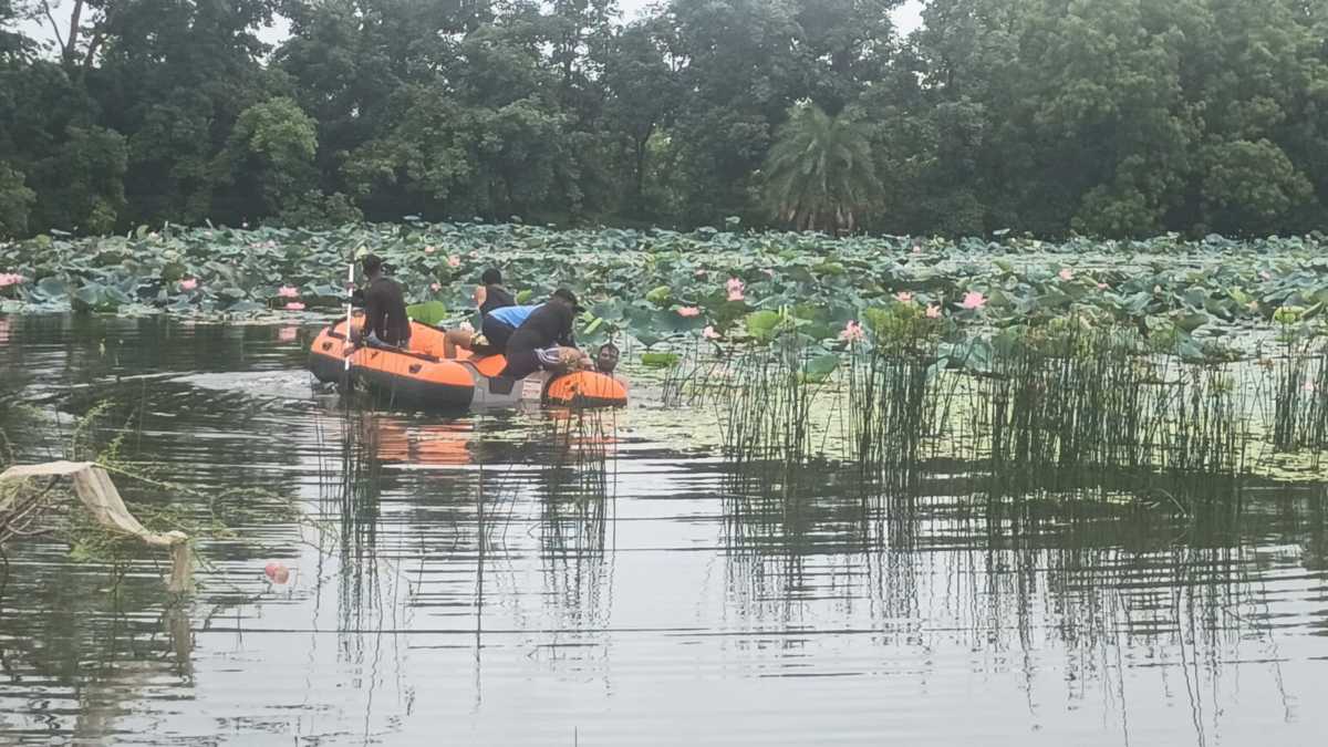 देवी पूजा के पहले आ गया कालः कमल पुष्प तोड़ने तालाब में उतरे ज्योतिष शोध संस्थान के डायरेक्टर की डूबने से मौत
