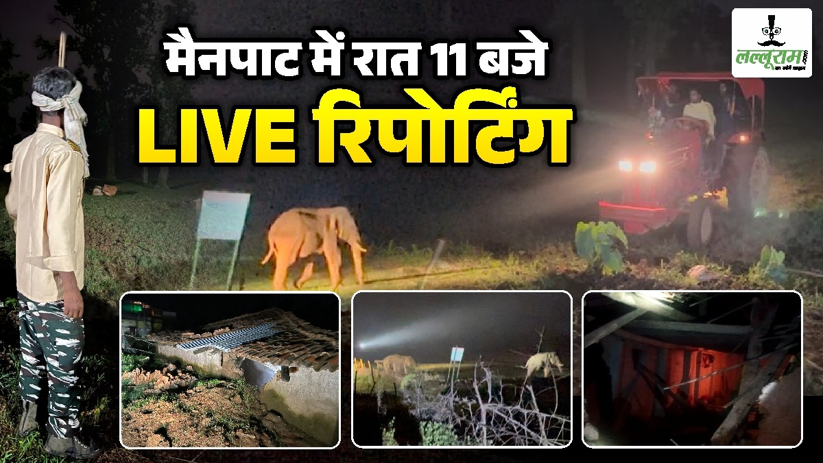 मैनपाट में रात 11 बजे LIVE रिपोर्टिंग : …जब गांव के एक घर में घुस गए 2 हाथी, देखिए दहशत के बीच मची अफरा-तफरी