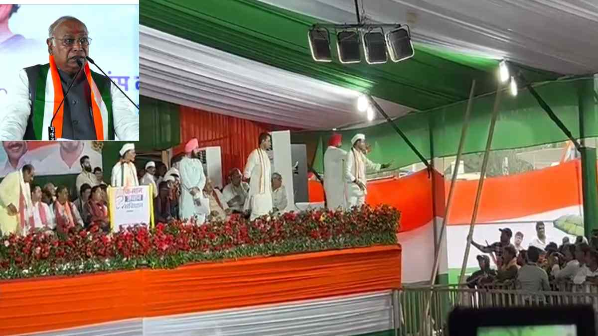 ‘किसान-जवान-संविधान’ जनसभा : सभा के दौरान NSUI कार्यकर्ताओं की नारेबाजी से नाराज हुए कांग्रेस अध्यक्ष खरगे, कहा – चुप बैठो, चुनाव में दिखाना जोश, नेता प्रतिपक्ष महंत ने भी लगाई फटकार…