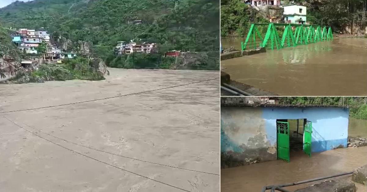 उफान पर अलखनंदा : खतरे के निशान से उपर बह रहा पानी, कई मकान डूबे