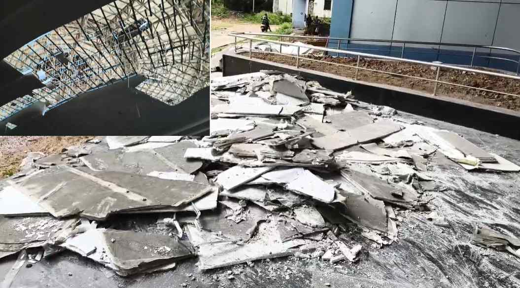 कन्वेंशन सेंटर के निर्माण में भ्रष्टाचार की खुली पोल : अचानक भर-भराकर गिरी फॉल सीलिंग, 17 करोड़ की लागत से बना है भवन, महीनेभर पहले हुआ था लोकार्पण