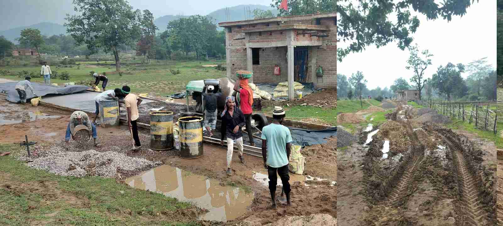 सीसी रोड निर्माण में लापरवाही : कीचड़ के ऊपर ढलाई करा रहा ठेकेदार, जिम्मेदार अधिकारी दफ्तर में बैठकर कर रहे काम का मूल्यांकन