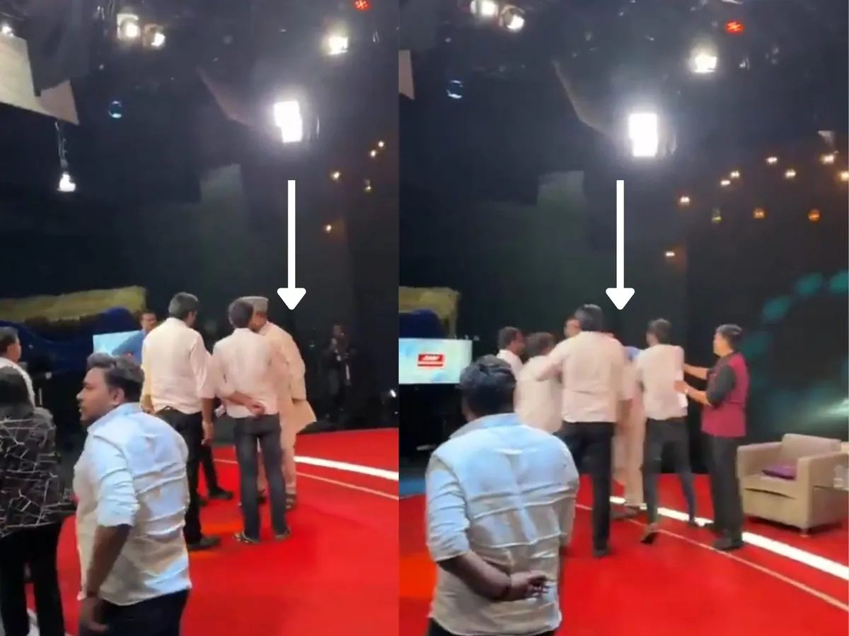 डिंपल यादव पर टिप्पणी विवाद : मौलाना साजिद रशीदी की नोएडा के TV स्टूडियो में पिटाई- VIDEO