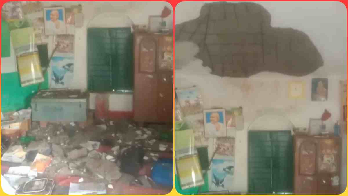 जर्जर इमारत में देश का ‘भविष्य’: शहडोल में सरकारी स्कूल की छत का प्लास्टर गिरा, बच्चों ने भागकर बचाई जान