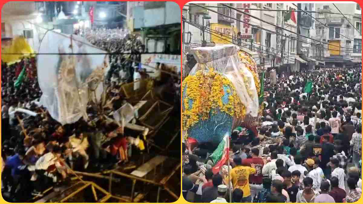 मोहर्रम जुलूस के दौरान उपद्रव: सैंकड़ों की भीड़ ने तोड़ा बैरिकेड, 2 पुलिसकर्मी घायल, Video Viral