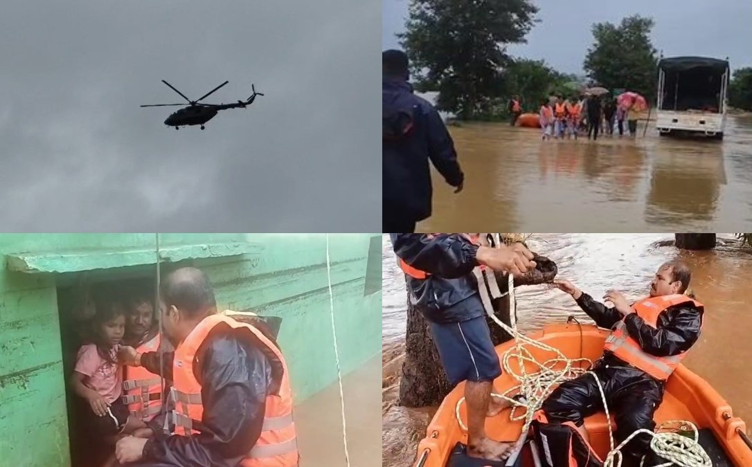 बस्तर में बाढ़ का कहर : प्रभावित लोगों का हेलिकॉप्टर से किया गया एयरलिफ्ट, 85 परिवारों ने छोड़ा घर