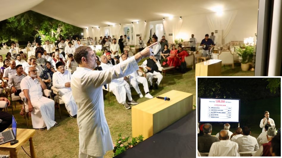 राहुल गांधी के आवास पर इंडिया ब्लॉक की बड़ी बैठक, 25 पार्टियों के 50 नेता रहे शामिल ; दिखाए चुनावी धोखाधड़ी के ‘सबूत’