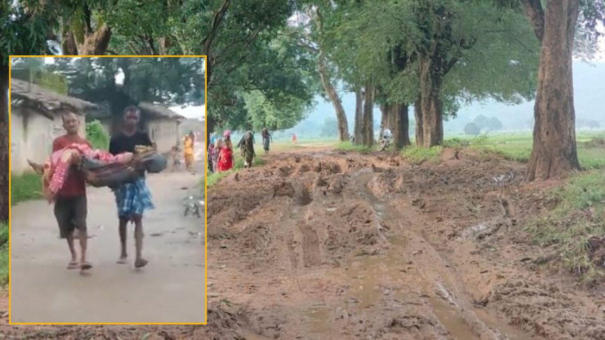 बदहाल सड़क व्यवस्था: बीमार महिला को हाथों में उठाकर दलदल से भरे रास्तों पर पैदल पहुंचाया अस्पताल, देखें Video …