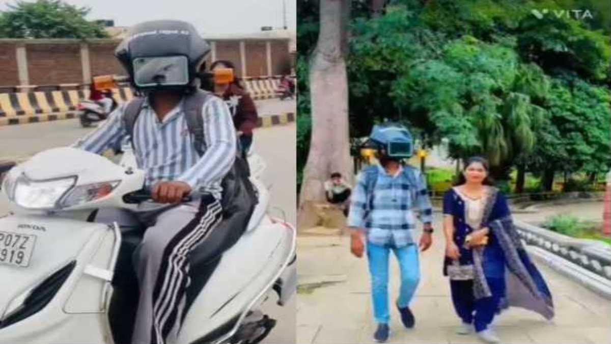 वाहन चलाते समय हेलमेट जरूर लगाएः ‘टू व्हीलर हेडलाइट’ डिजाइन वाले हेलमेट से जागरूकता अभियान, वीडियो वायरल