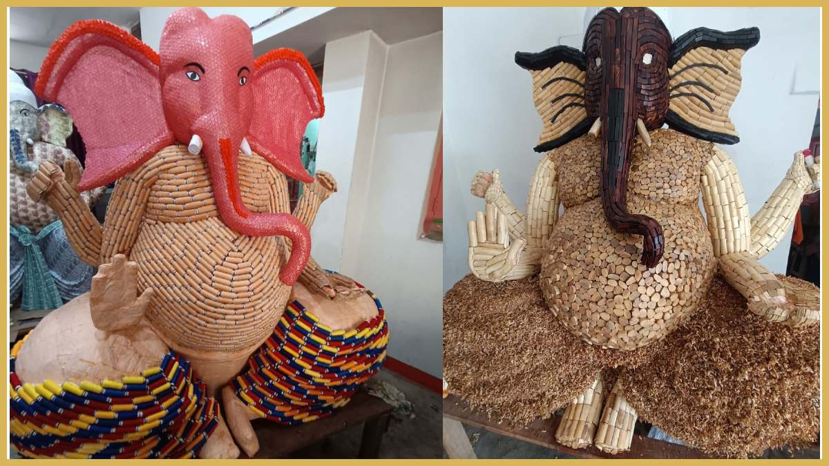 Ganesh Chaturthi 2025: राजधानी में बन रही बप्पा की अद्भुत प्रतिमाएं, धान, सुपारी, बटन-धागा, नोटों और चंदन की लकड़ी से तैयार हो रही Eco-freindly मूर्तियां…