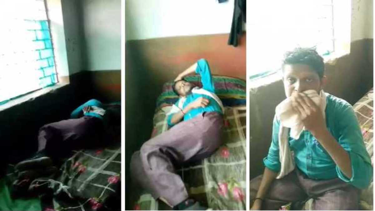 बच्चों आज स्कूल की छुट्टी, गुरूजी अभी सो रहेः शराब के नशे में धुत शिक्षक का सोते हुए वीडियो वायरल