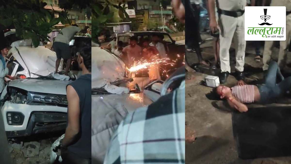 मवेशियों को बचाने के चक्कर में पेड़ से टकराई कार: गैस कटर से गाड़ी काटकर घायलों को निकाला गया बाहर, ड्राइवर की इलाज के दौरान मौत, 2 युवतियों समेत 3 गंभीर रूप से घायल