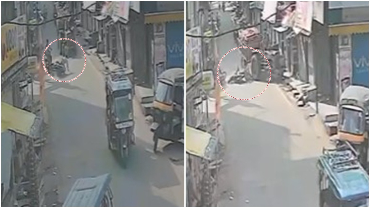 दर्दनाक हादसा: बाइक फिसली और ट्रैक्टर के टायर के नीचे आया युवक, CCTV में कैद हुआ दिल दहला देने वाला मंजर 