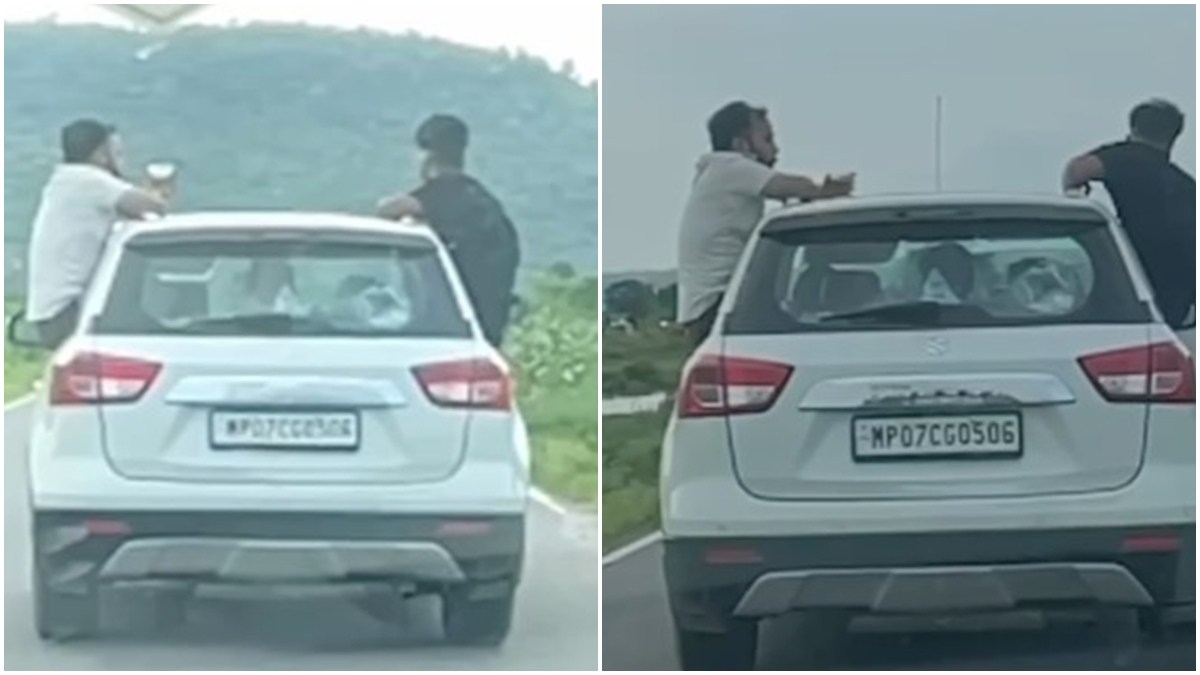 ट्रैफिक नियमों की उड़ी धज्जियां: चलती कार में शराब पीते युवकों का Video वायरल, खिड़की से बाहर निकलकर छलकाए जाम 