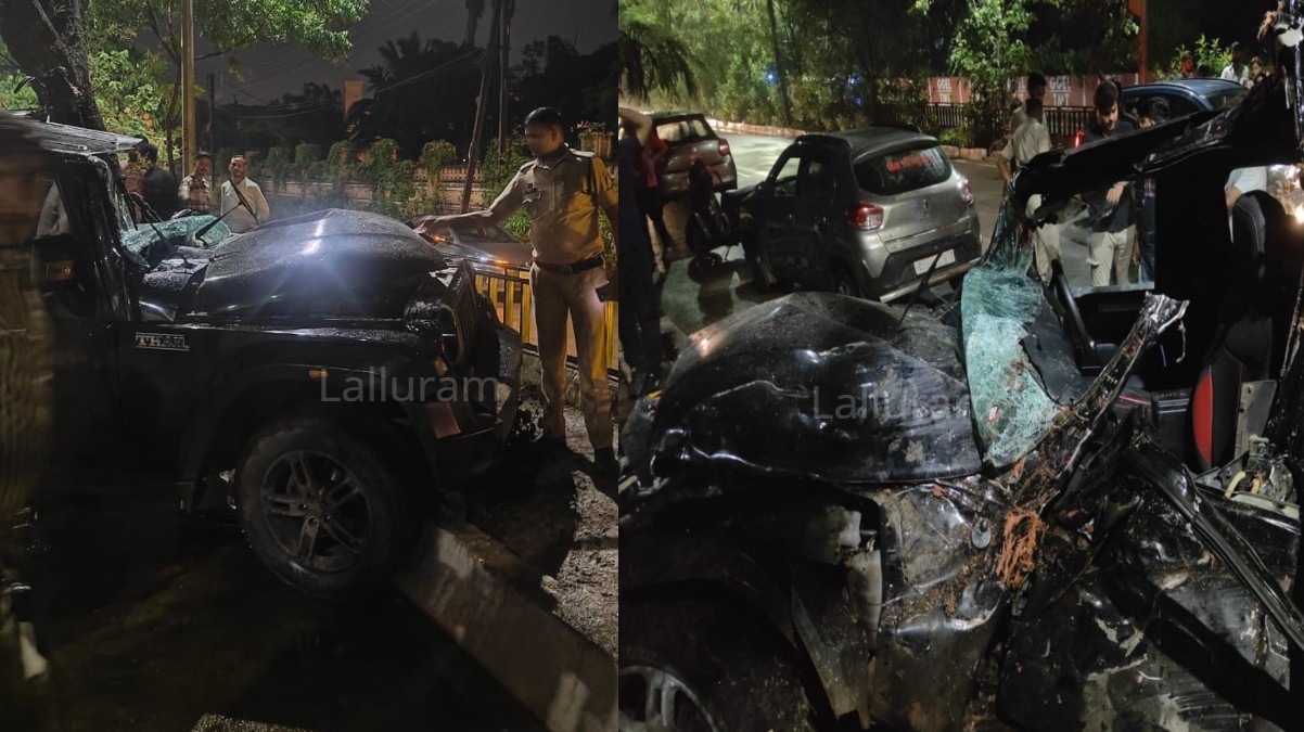 राजधानी में रफ्तार का कहर : VIP रोड पर अनियंत्रित होकर पेड़ से टकराई Thar, हादसे में 5 युवक घायल, 2 की हालत गंभीर