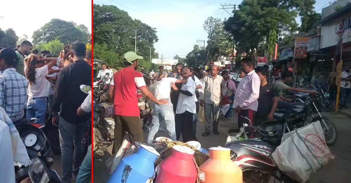 कलेक्टर निवास के सामने भिड़ी दो युवतियां: एक-दूसरे का बाल पकड़कर खींचा, VIDEO बनाते रहे लोग, आधे घंटे तक लगा जाम