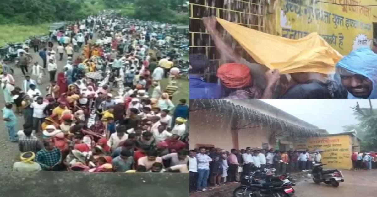 शहडोल में खाद के लिए उमड़ा सैलाब: कहीं बारिश में भीगते दिखे किसान, कहीं 12 घंटे तक करना पड़ रहा इंतजार
