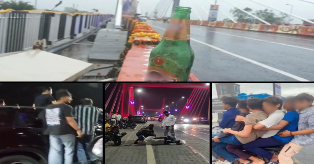 MP का सबसे बड़ा फ्लाईओवर बना स्टंटबाजी का अड्डा: एक बाइक में 6 लोग, सड़क पर लेटकर सेल्फी तो कोई कर रहा डांस, रील के लिए खतरे में डाल रहे जान